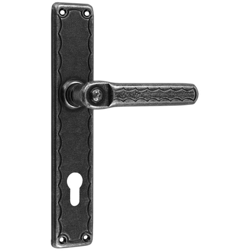 Maniglia con placca curva